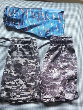 Kids Active Drawstring Shorts - Blue & Gray Camouflage Pack